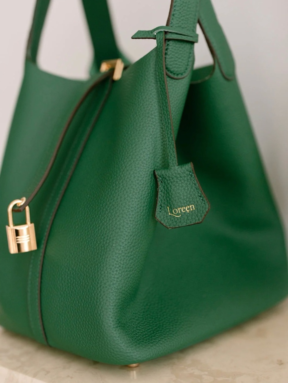 NWT Green Leather Handbag Loreen - Picture 2 of 6